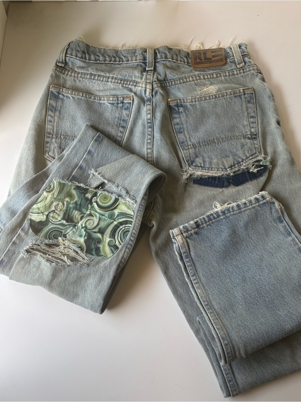 Vtg Polo Jeans Co Ralph Lauren Patchwork Distressed Denim 29x30 (Tag 30x32) Y2K